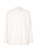 A product shot of the HOMME PLISSÉ ISSEY MIYAKE STREAMLINE SHIRT shirt in white (01).