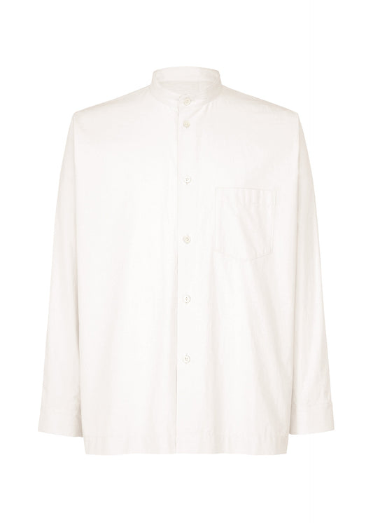 A product shot of the HOMME PLISSÉ ISSEY MIYAKE STREAMLINE SHIRT shirt in white (01).