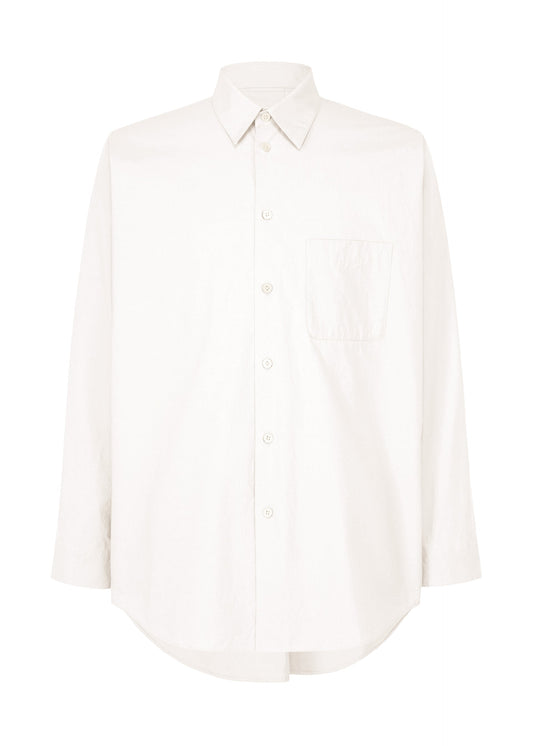 A product shot of the HOMME PLISSÉ ISSEY MIYAKE STREAMLINE SHIRT shirt in white (01).