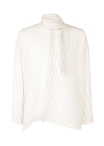 A product shot of the HOMME PLISSÉ ISSEY MIYAKE WINDSWEPT SHIRT shirt in white (01).