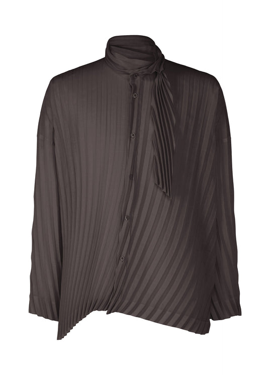 A product shot of the HOMME PLISSÉ ISSEY MIYAKE WINDSWEPT SHIRT shirt in dark purple (85).