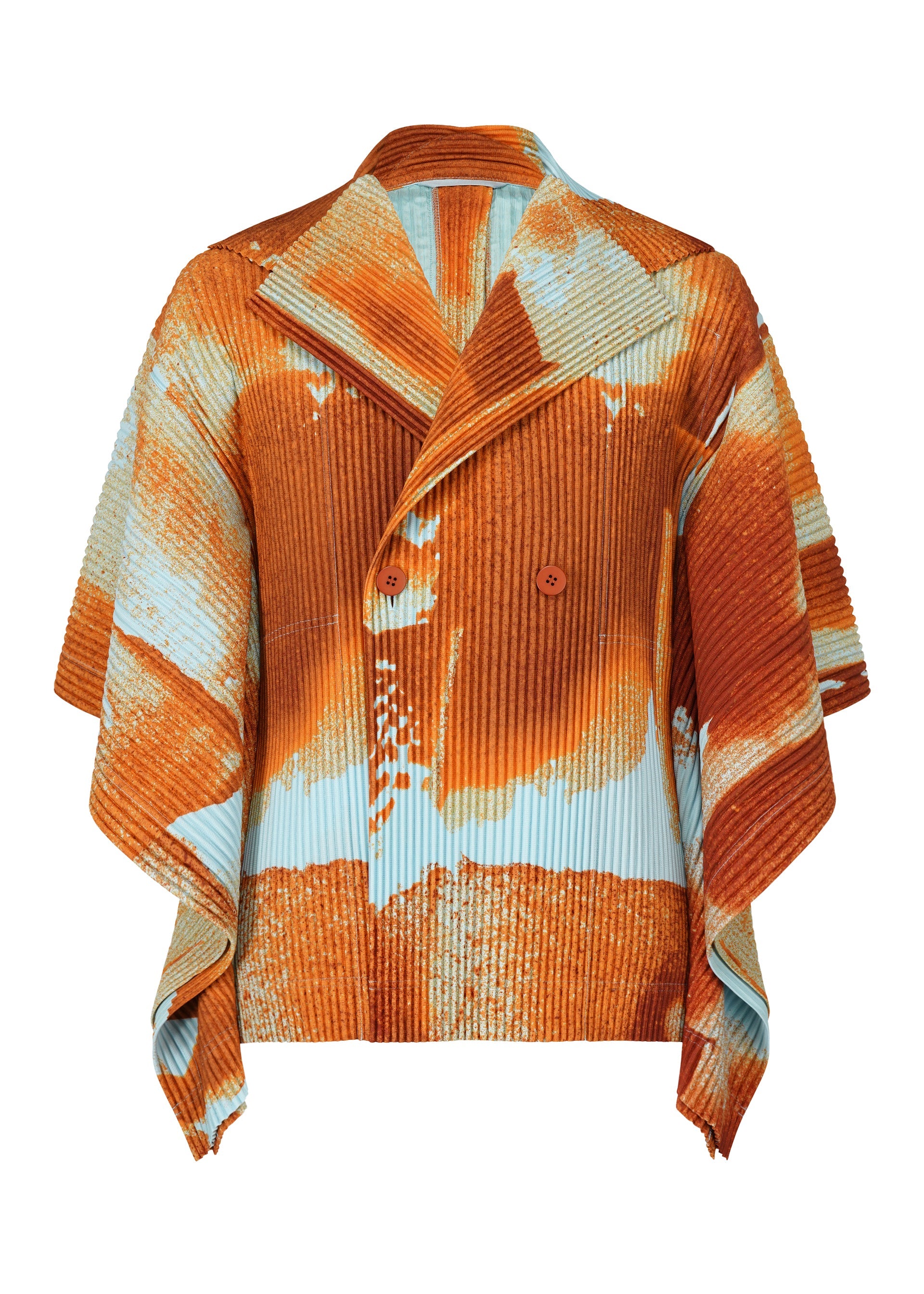 A product shot of the HOMME PLISSÉ ISSEY MIYAKE WIND WALK jacket in orange (32).