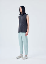 A model wears the HOMME PLISSÉ ISSEY MIYAKE MC MARCH vest.