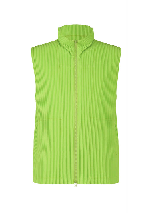 A product shot of the HOMME PLISSÉ ISSEY MIYAKE MC MARCH vest in fresh green (64).