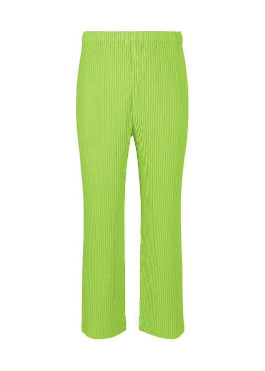 A product shot of the HOMME PLISSÉ ISSEY MIYAKE MC MARCH trousers in fresh green (64).