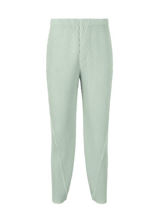 A product shot of the HOMME PLISSÉ ISSEY MIYAKE PLEATS BOTTOMS 2 trousers in teal green (61).