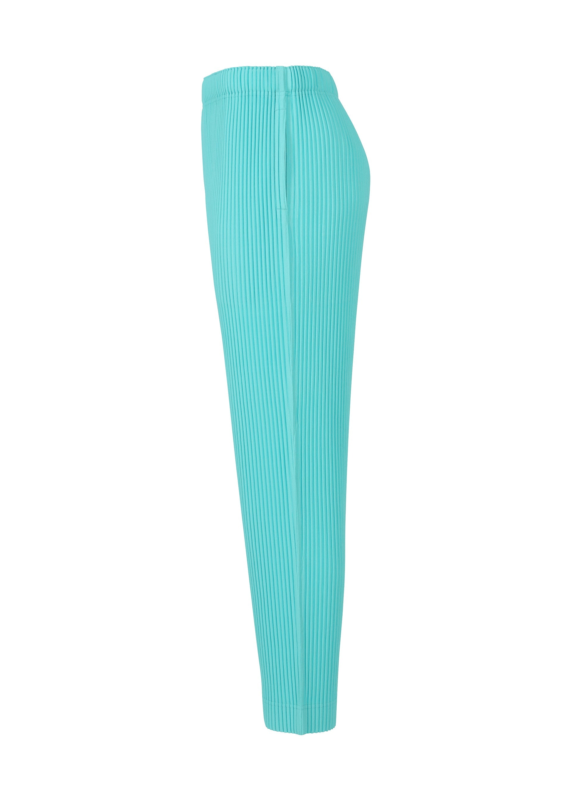 A detail shot of the HOMME PLISSÉ ISSEY MIYAKE COLOR PLEATS trousers.