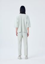 A model wears the HOMME PLISSÉ ISSEY MIYAKE MC MARCH top.