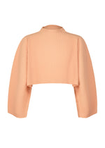 A product shot of the HOMME PLISSÉ ISSEY MIYAKE TURBINE top in pastel orange (31).