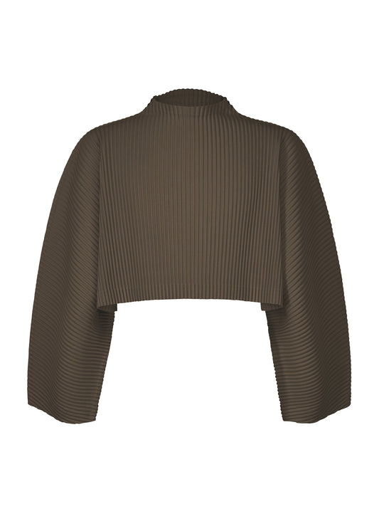 A product shot of the HOMME PLISSÉ ISSEY MIYAKE TURBINE top in mud brown (46).