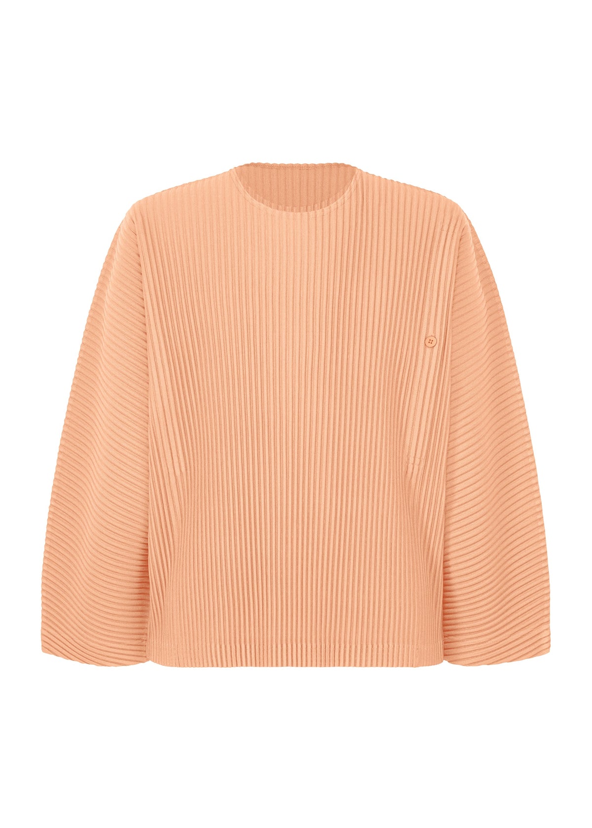 A product shot of the HOMME PLISSÉ ISSEY MIYAKE TURBINE top in pastel orange (31).