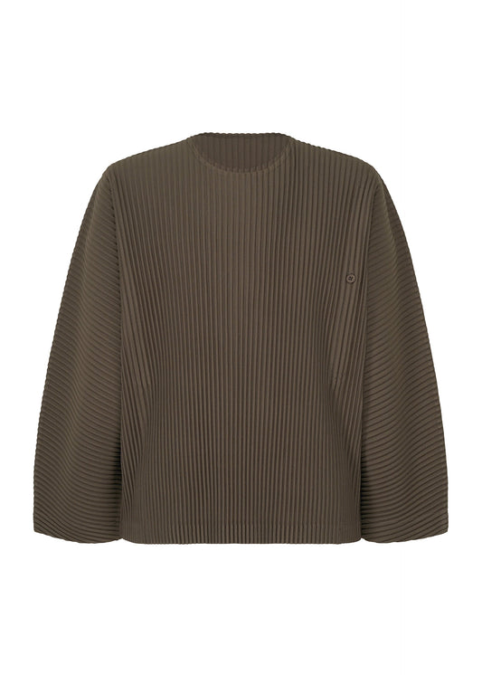 A product shot of the HOMME PLISSÉ ISSEY MIYAKE TURBINE top in mud brown (46).