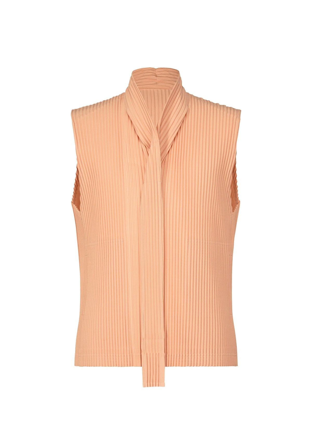A product shot of the HOMME PLISSÉ ISSEY MIYAKE TURBINE top in pastel orange (31).