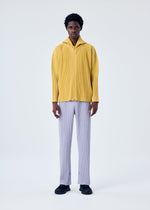 A model wears the HOMME PLISSÉ ISSEY MIYAKE MC JUNE shirt.