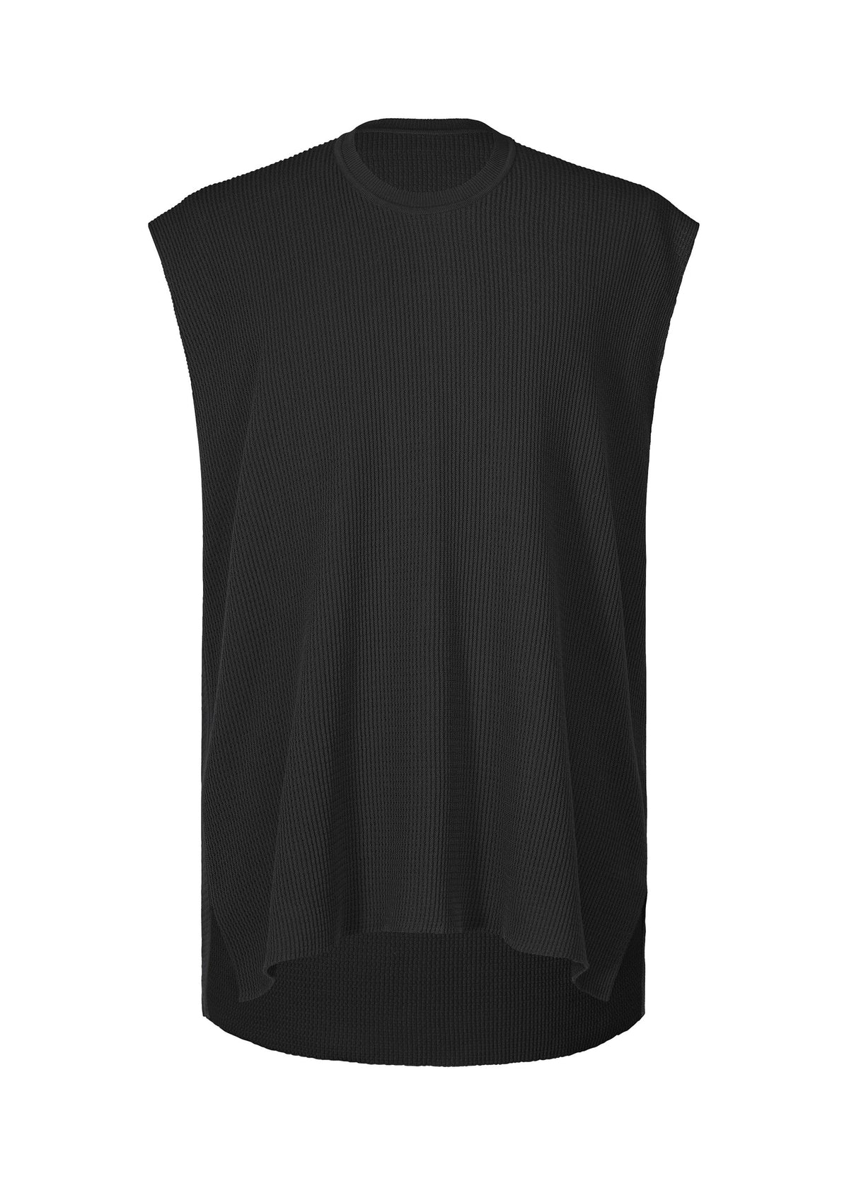 A product shot of the HOMME PLISSÉ ISSEY MIYAKE TIGHT TWIST COTTON KNIT vest in black (15).