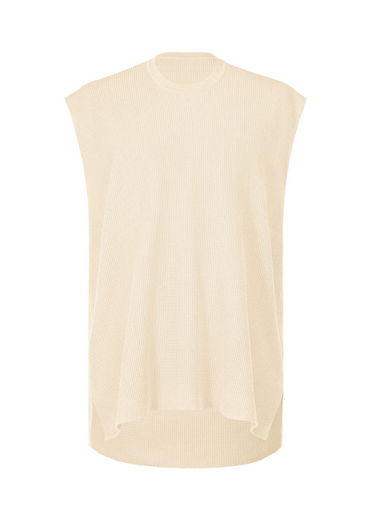 A product shot of the HOMME PLISSÉ ISSEY MIYAKE TIGHT TWIST COTTON KNIT vest in beige (40).