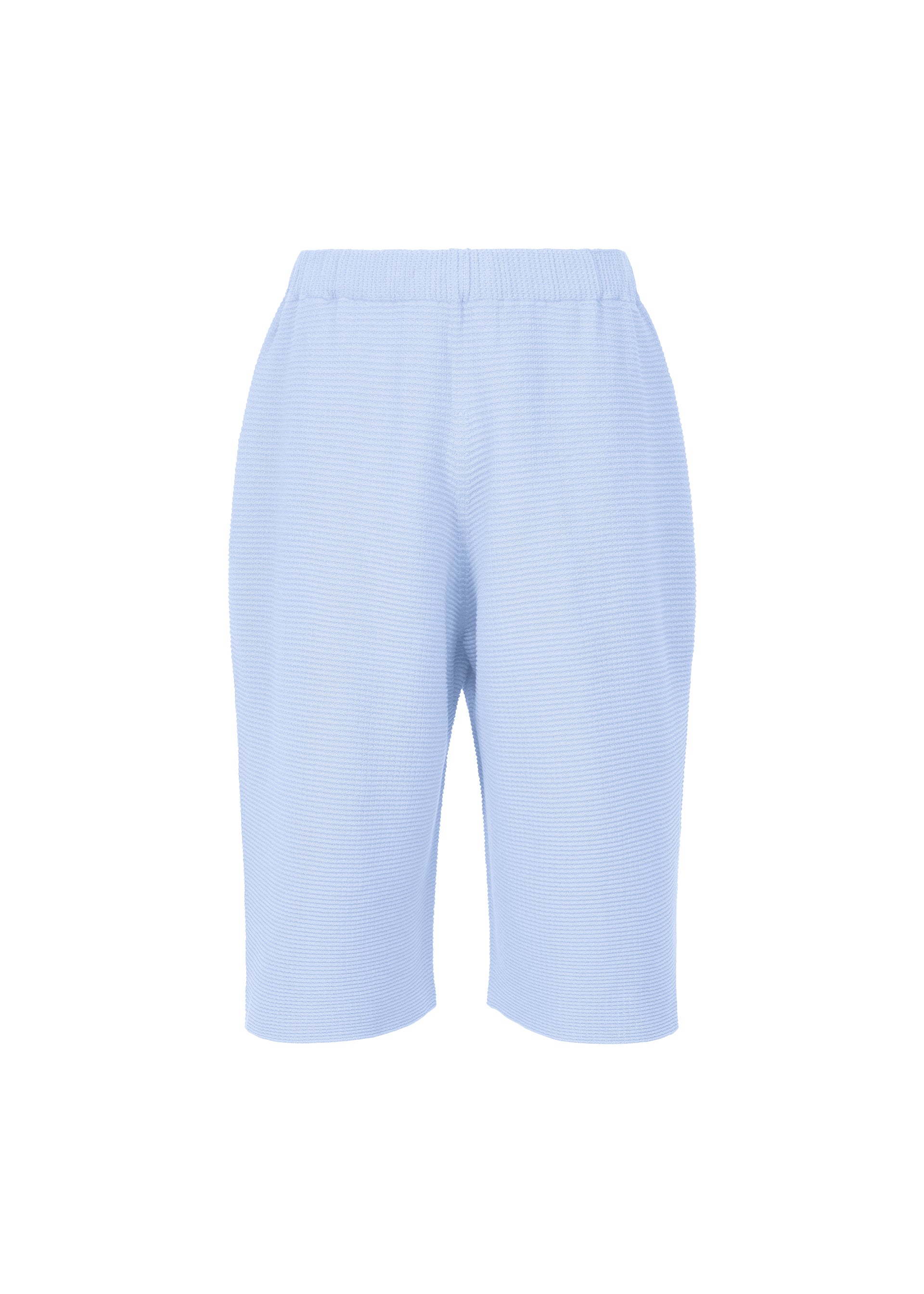 A product shot of the HOMME PLISSÉ ISSEY MIYAKE TIGHT TWIST COTTON KNIT trousers in sky blue (70).