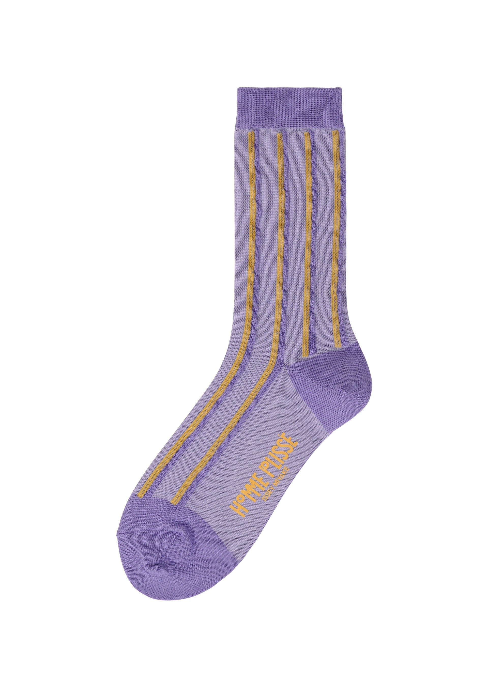 A product shot of the HOMME PLISSÉ ISSEY MIYAKE MASONRY SOCKS socks in purple (81).