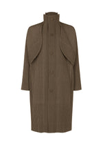 A product shot of the HOMME PLISSÉ ISSEY MIYAKE WOOL LIKE LIGHT coat in brown (44).
