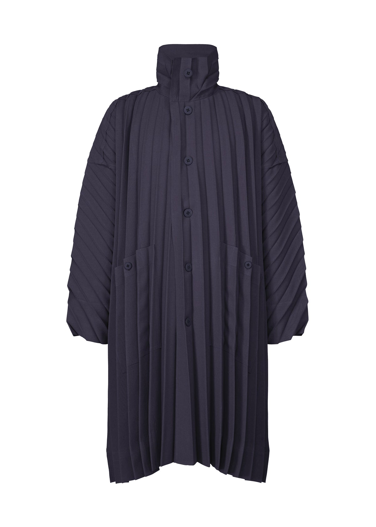 A product shot of the HOMME PLISSÉ ISSEY MIYAKE EDGE COAT coat in navy (75).