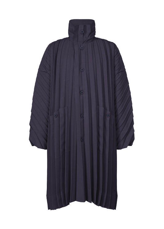 A product shot of the HOMME PLISSÉ ISSEY MIYAKE EDGE COAT coat in navy (75).