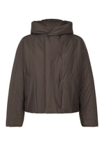 A product shot of the HOMME PLISSÉ ISSEY MIYAKE DUVET COAT jacket in brown (44).