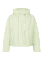 A product shot of the HOMME PLISSÉ ISSEY MIYAKE DUVET COAT jacket in white green (68).