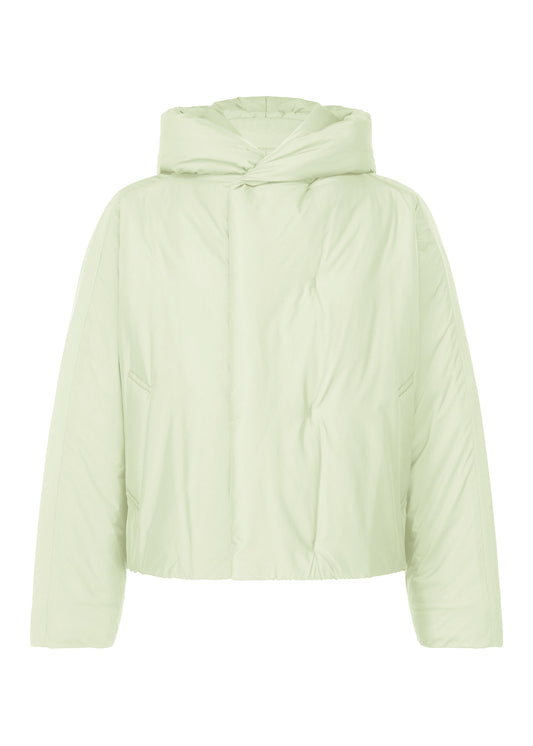 A product shot of the HOMME PLISSÉ ISSEY MIYAKE DUVET COAT jacket in white green (68).