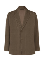 A product shot of the HOMME PLISSÉ ISSEY MIYAKE WOOL LIKE LIGHT jacket in brown (44).