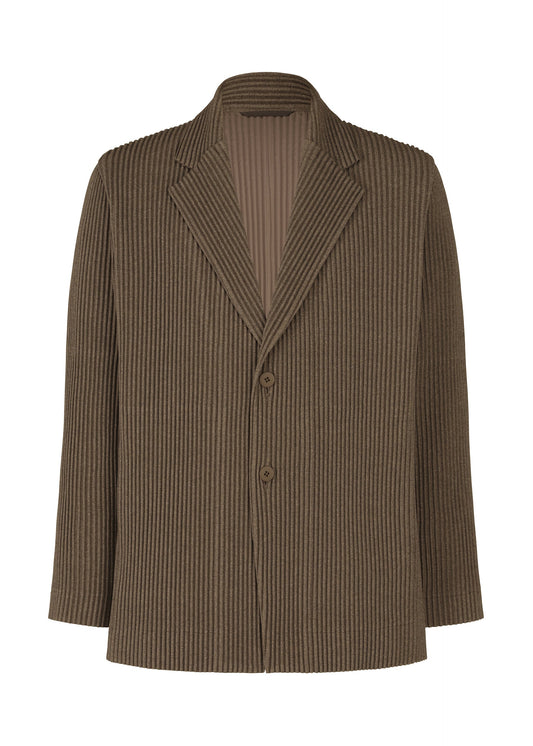 A product shot of the HOMME PLISSÉ ISSEY MIYAKE WOOL LIKE LIGHT jacket in brown (44).