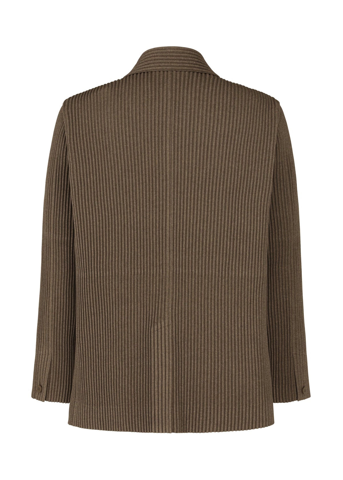 A detail shot of the HOMME PLISSÉ ISSEY MIYAKE WOOL LIKE LIGHT jacket.