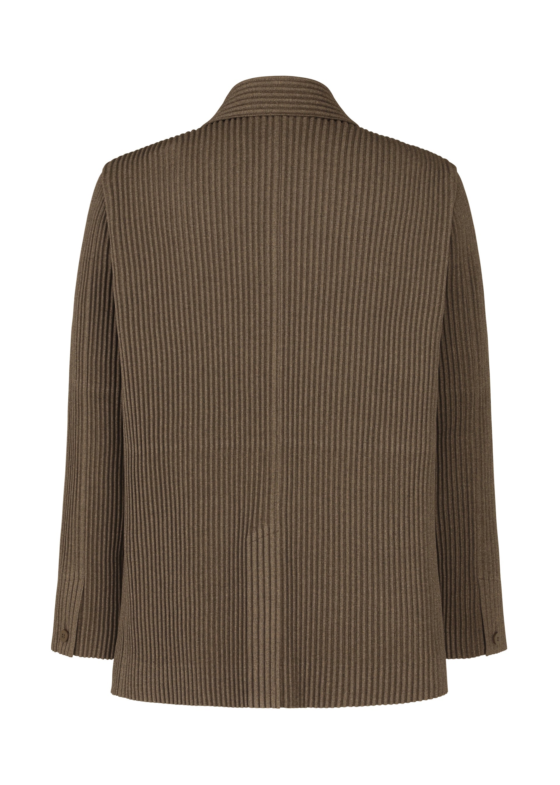 A detail shot of the HOMME PLISSÉ ISSEY MIYAKE WOOL LIKE LIGHT jacket.