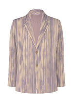 A product shot of the HOMME PLISSÉ ISSEY MIYAKE BRUSHSTROKE STRIPE jacket in purple (81).