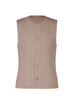 A product shot of the HOMME PLISSÉ ISSEY MIYAKE KERSEY PLEATS vest in grey (12).