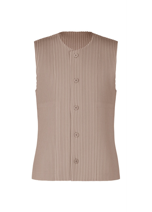 A product shot of the HOMME PLISSÉ ISSEY MIYAKE KERSEY PLEATS vest in grey (12).