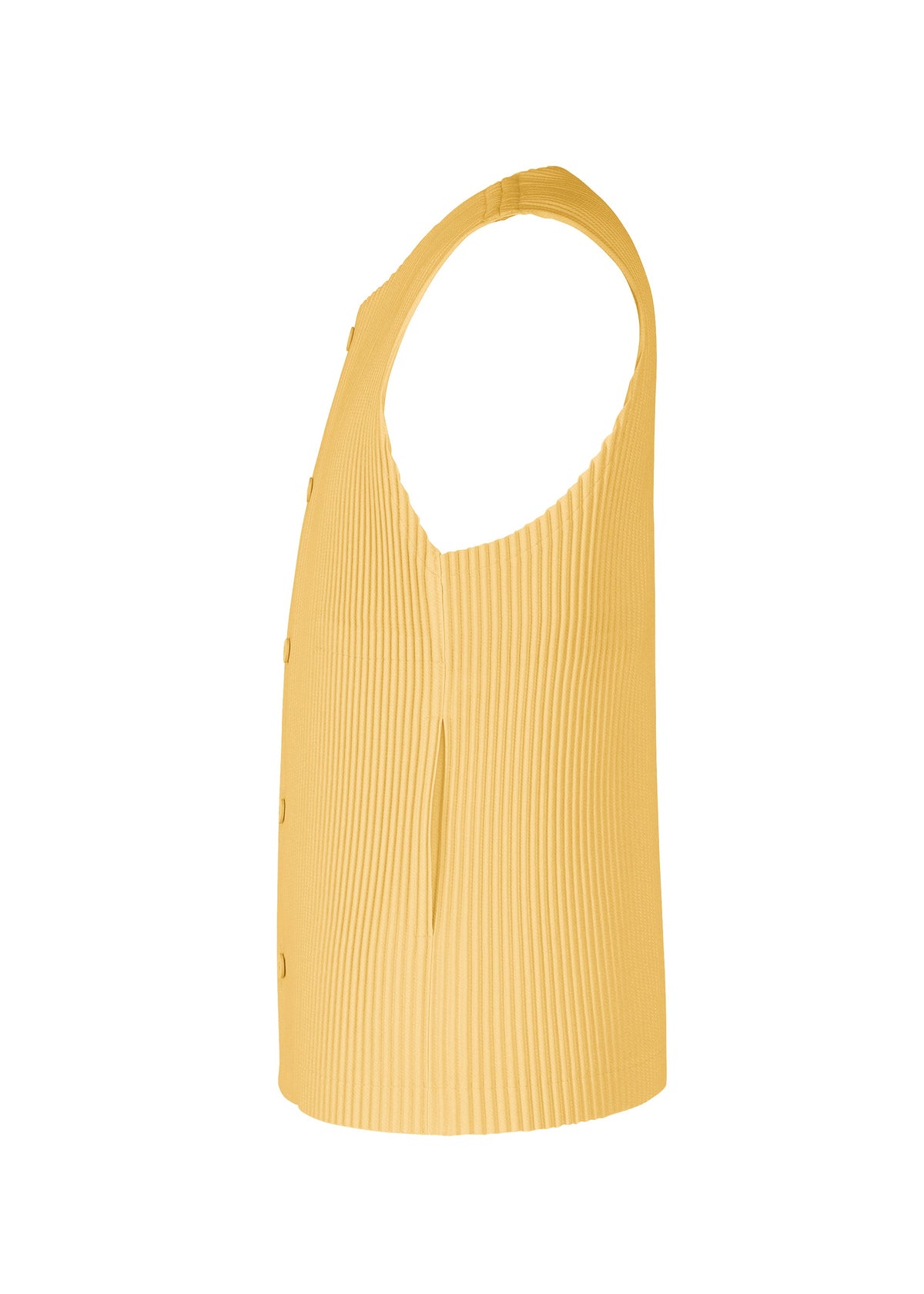A detail shot of the HOMME PLISSÉ ISSEY MIYAKE KERSEY PLEATS vest.