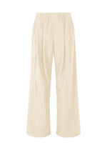 A product shot of the HOMME PLISSÉ ISSEY MIYAKE QUARRY PANTS trousers in white (01).