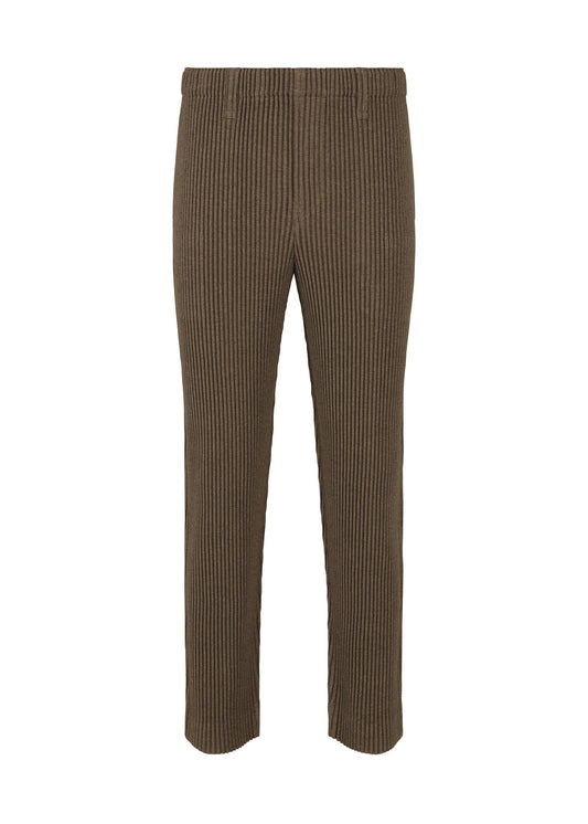 A product shot of the HOMME PLISSÉ ISSEY MIYAKE WOOL LIKE LIGHT trousers in brown (44).