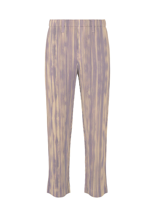 A product shot of the HOMME PLISSÉ ISSEY MIYAKE BRUSHSTROKE STRIPE trousers in purple (81).