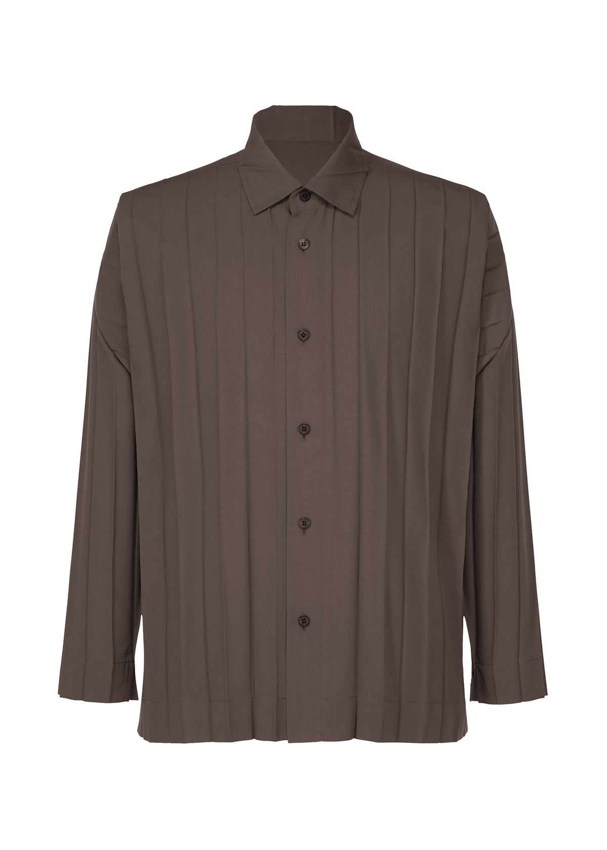 A product shot of the HOMME PLISSÉ ISSEY MIYAKE EDGE SHIRT shirt in dark brown (49).