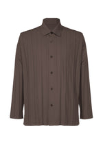 A product shot of the HOMME PLISSÉ ISSEY MIYAKE EDGE SHIRT shirt in dark brown (49).