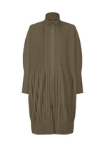 A product shot of the HOMME PLISSÉ ISSEY MIYAKE MONTHLY COLORS NOVEMBER coat in mudstone grey (17).