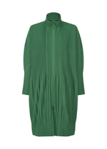 A product shot of the HOMME PLISSÉ ISSEY MIYAKE MONTHLY COLORS NOVEMBER coat in celadon green (63).