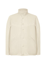 A product shot of the HOMME PLISSÉ ISSEY MIYAKE MONTHLY COLORS SEPTEMBER jacket in limestone white (04).
