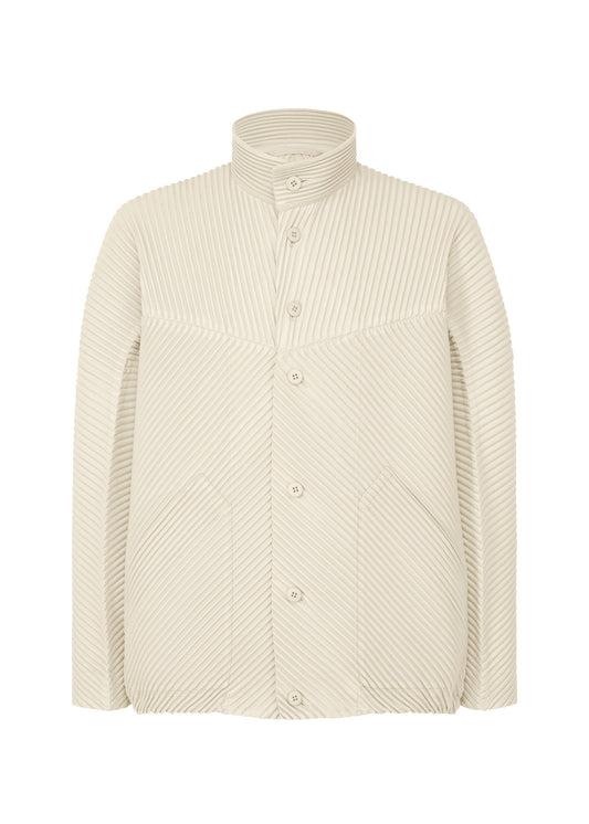 A product shot of the HOMME PLISSÉ ISSEY MIYAKE MONTHLY COLORS SEPTEMBER jacket in limestone white (04).