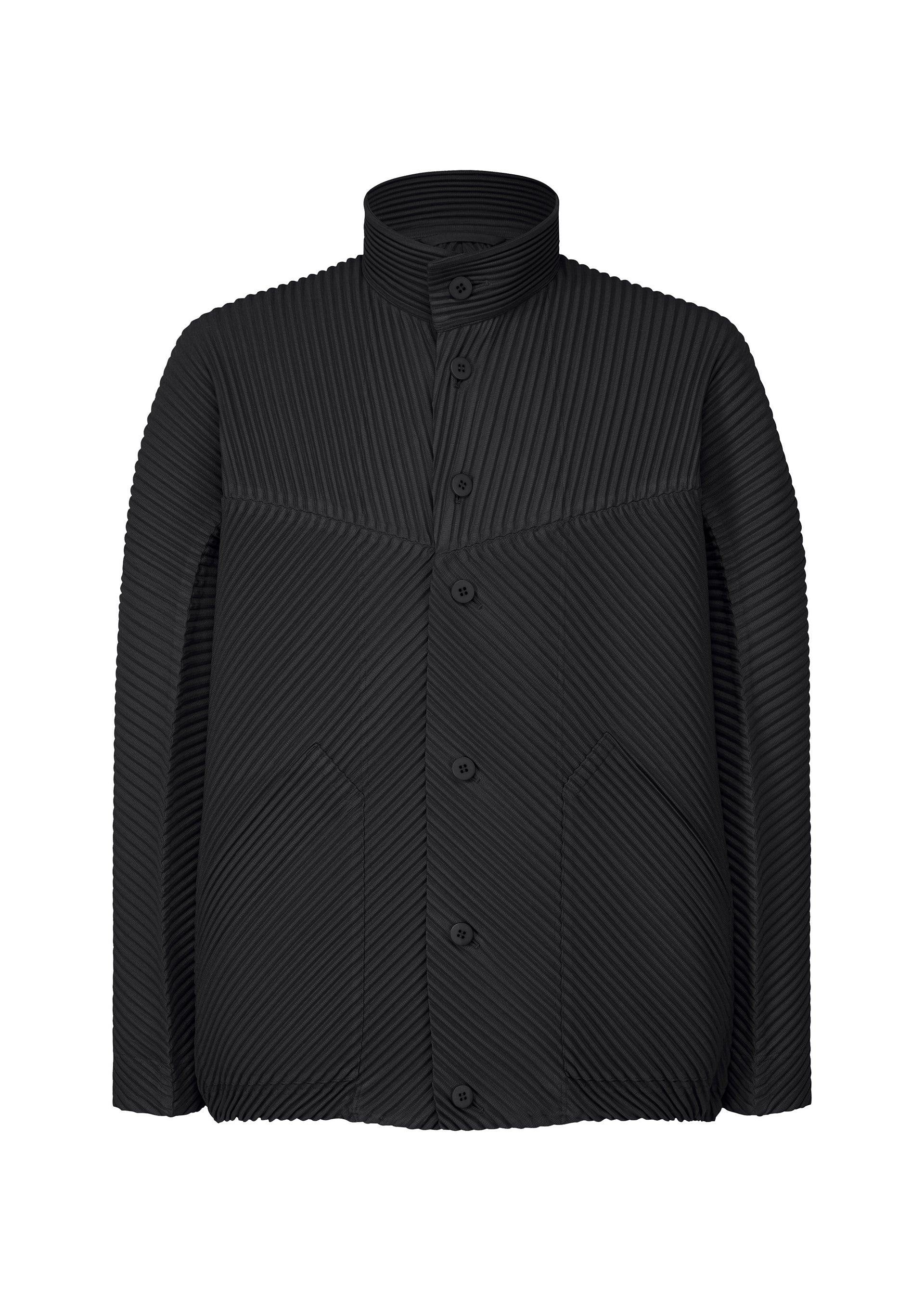 A product shot of the HOMME PLISSÉ ISSEY MIYAKE MONTHLY COLORS SEPTEMBER jacket in black (15).