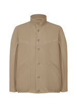 A product shot of the HOMME PLISSÉ ISSEY MIYAKE MONTHLY COLORS SEPTEMBER jacket in riverside grey (16).
