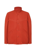 A product shot of the HOMME PLISSÉ ISSEY MIYAKE MONTHLY COLORS SEPTEMBER jacket in jasper red (25).