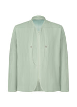 A product shot of the HOMME PLISSÉ ISSEY MIYAKE QUARRY jacket in sericite blue (70).