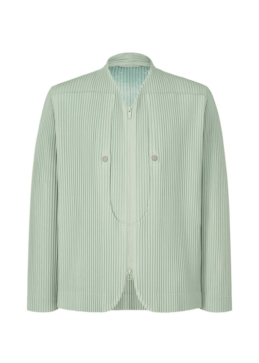 A product shot of the HOMME PLISSÉ ISSEY MIYAKE QUARRY jacket in sericite blue (70).